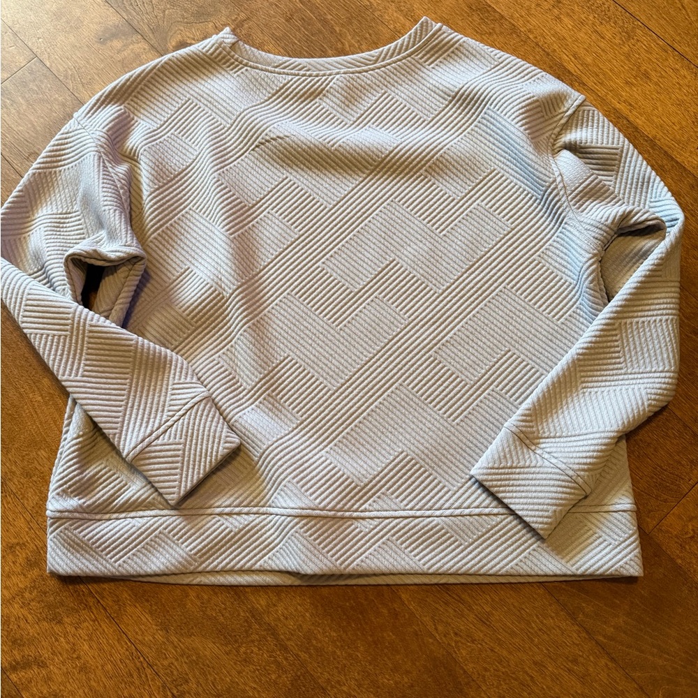 Textured Geometric Quilted Pullover - Light Gray